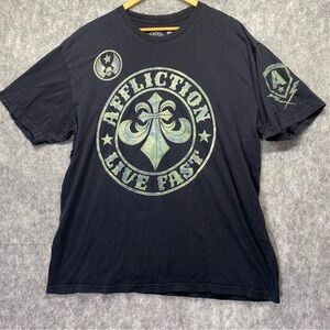 Affliction Mens Multicolor Fleur De Lis Graphic‎ Short Sleeve T-Shirt Size 3x-L